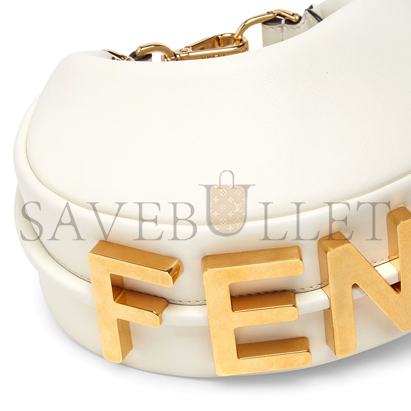 FENDI FENDIGRAPHY MINI WHITE LEATHER MINI BAG 8BS081A5DYF1HEL (20*13*7.5cm)